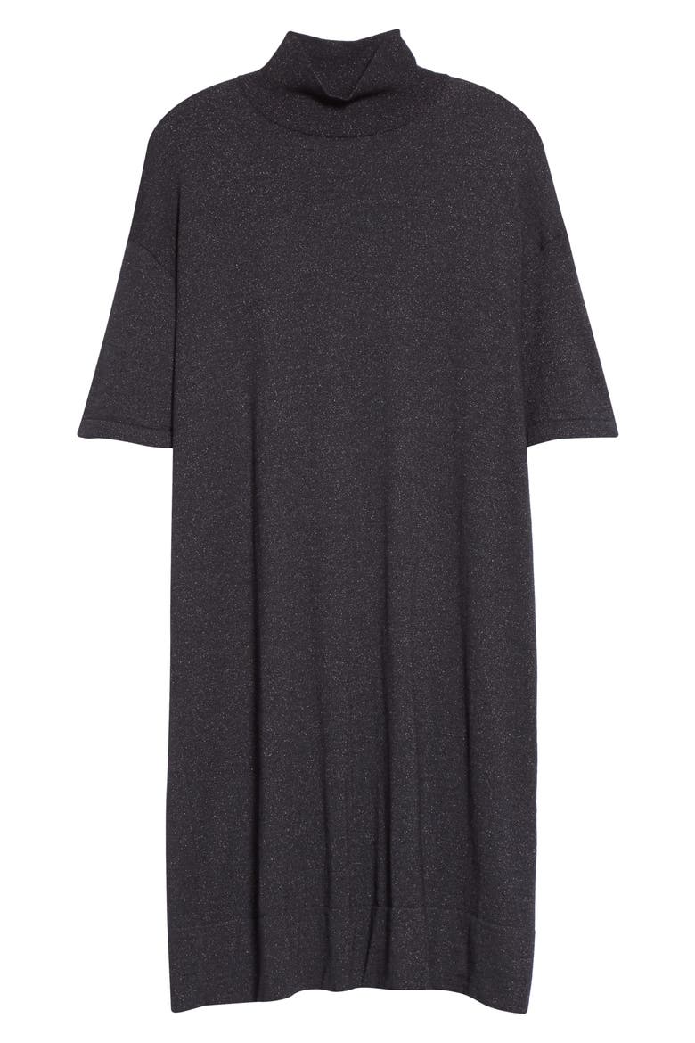 Metallic Cashmere Blend Shift Sweater Dress, Alternate, color, C2803 BLACK STONE