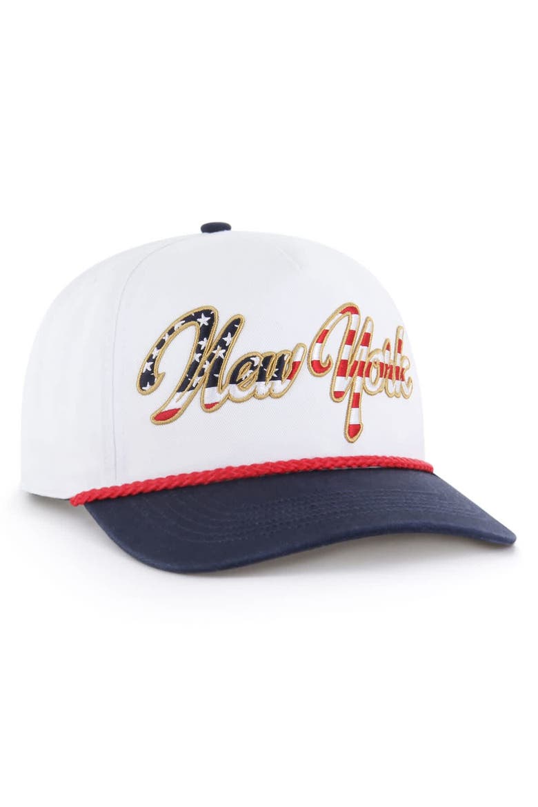Men's '47 White New York Giants Patriotic Overhand Hitch Adjustable Hat, Alternate, color, White