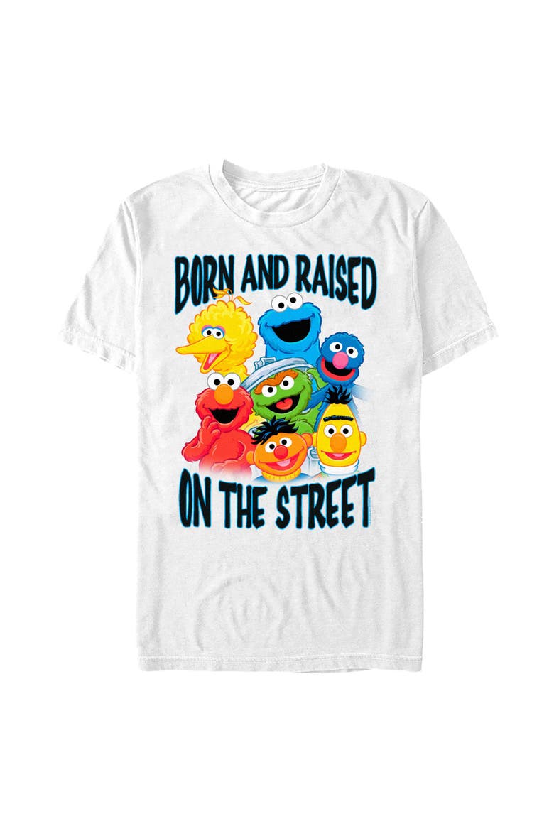 Men's Sesame Street Born and Raised on the Street Graphic T-Shirt, Main, color, White