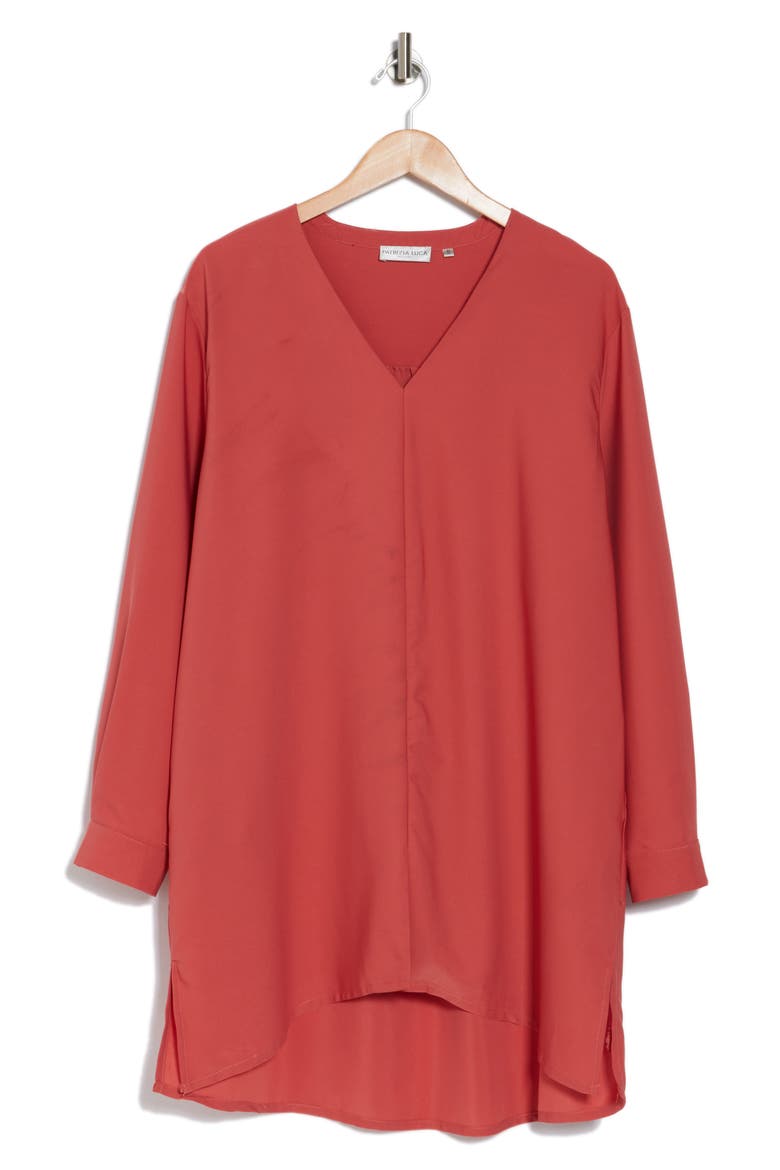 Oversize High-Low Tunic, Alternate, color, RUST
