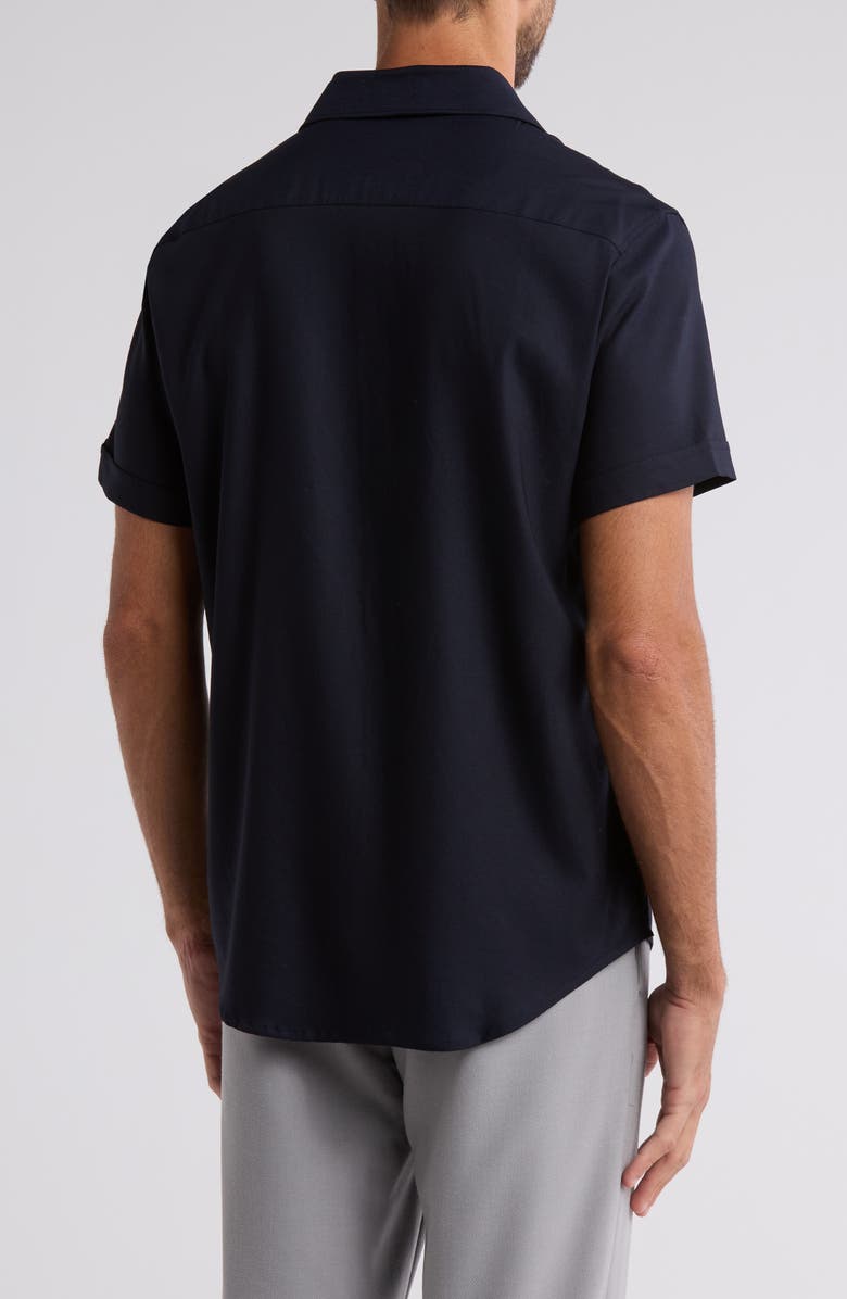 DENIM AND FLOWER Solid Short Sleeve Button-Up Shirt, Alternate, color, 