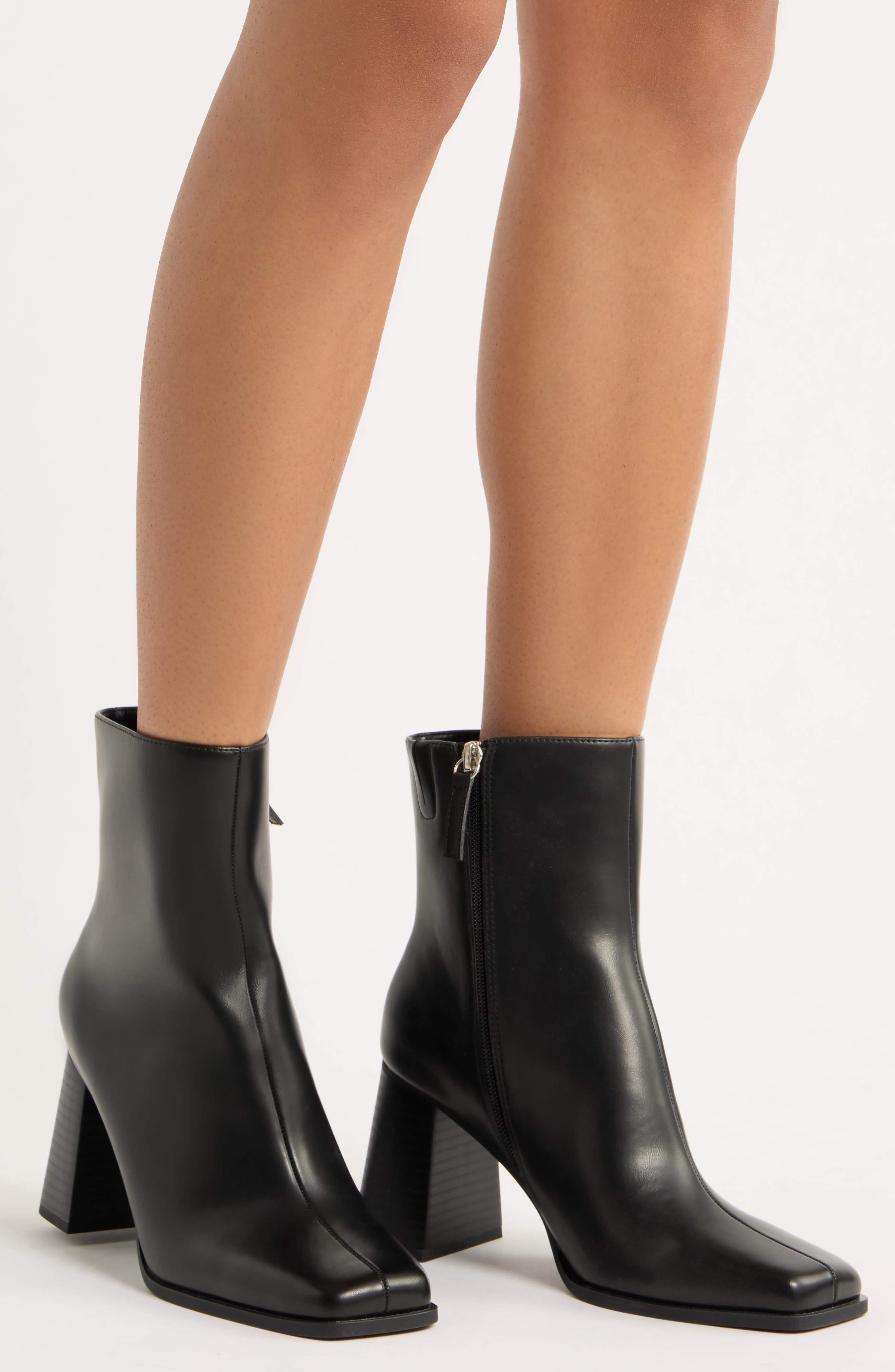Liora Faux Leather Bootie, Alternate, color, BLACK