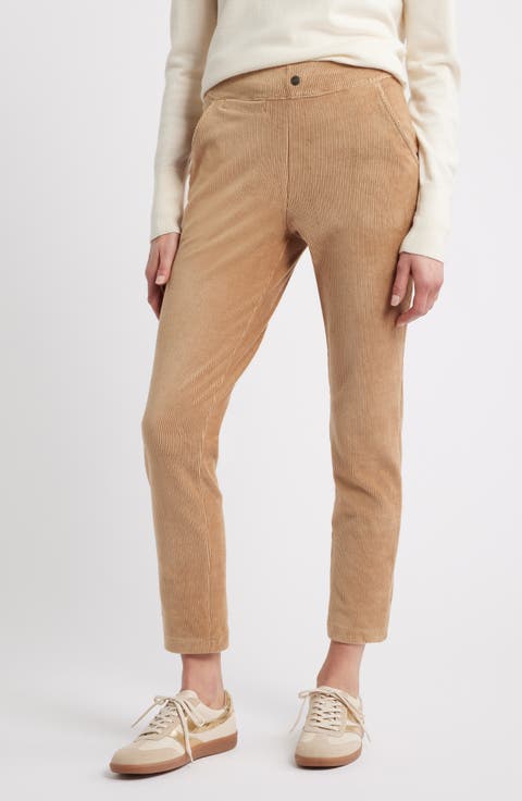 High Waist Corded Knit Straight Leg Pants