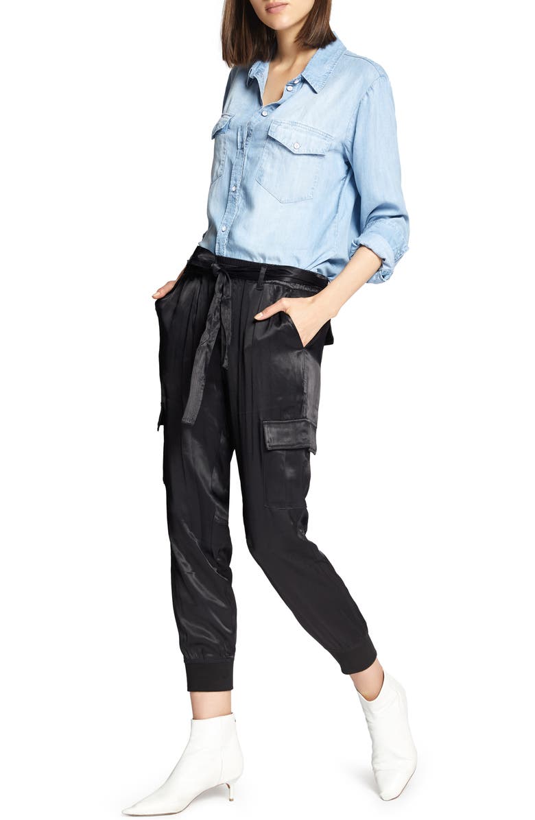 Sanctuary Precious Cargo Satin Jogger Pants, Alternate, color, 
