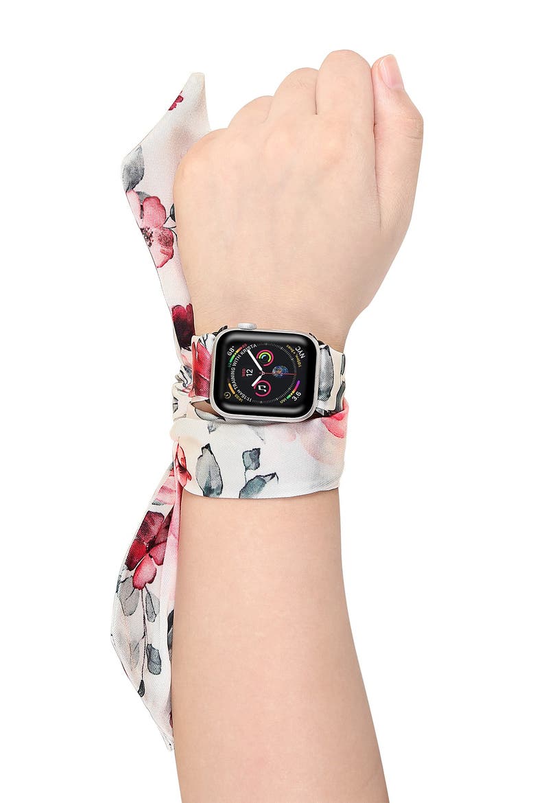 Floral Silk Scarf 42mm/44mm Apple Watch 1/2/3/4 Band, Main, color, FLORAL