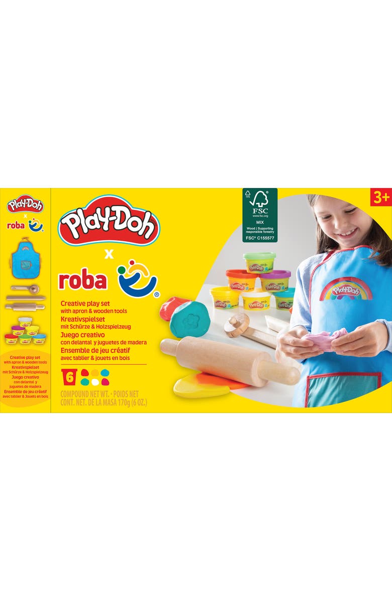 PLAY-DOH Sustainable Set 6 Colors, Apron, Wooden Tools, Mold Kit, Alternate, color, Multicolored