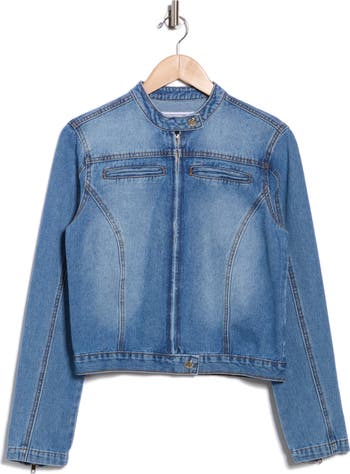 FLYING ANGEL Zip Cuff Denim Moto Jacket | Nordstromrack