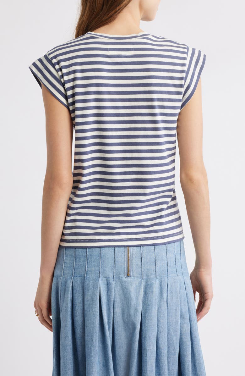 THE GREAT. The Peak Stripe Cotton Top, Alternate, color, Vintage Blue Stripe