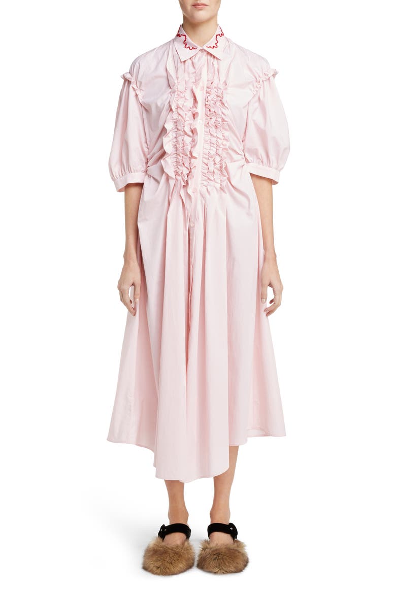 Stripe Frill Shirtdress, Alternate, color, PINK WHITE