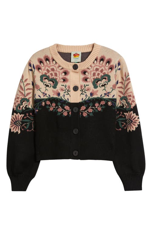 Farm Rio Belle Garden Mixed Knit Cardigan In Multi