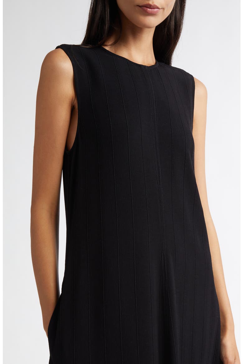 Woven Stripe Sleeveless A-Line Dress, Alternate, color, BLACK