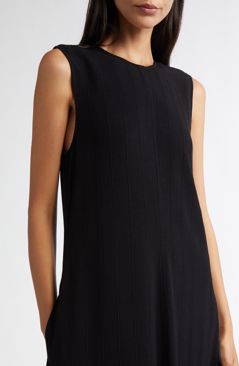 TOTEME Woven Stripe Sleeveless A-Line Dress, Alternate, color, Black