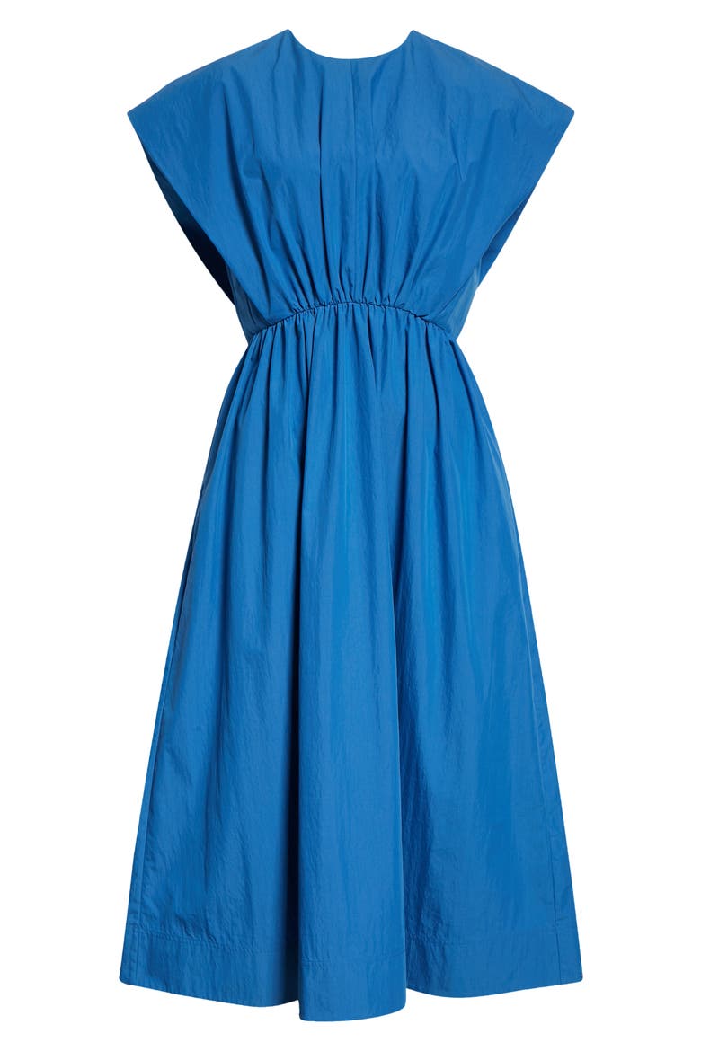Gathered A-Line Poplin Midi Dress, Alternate, color, CORNFLOWER