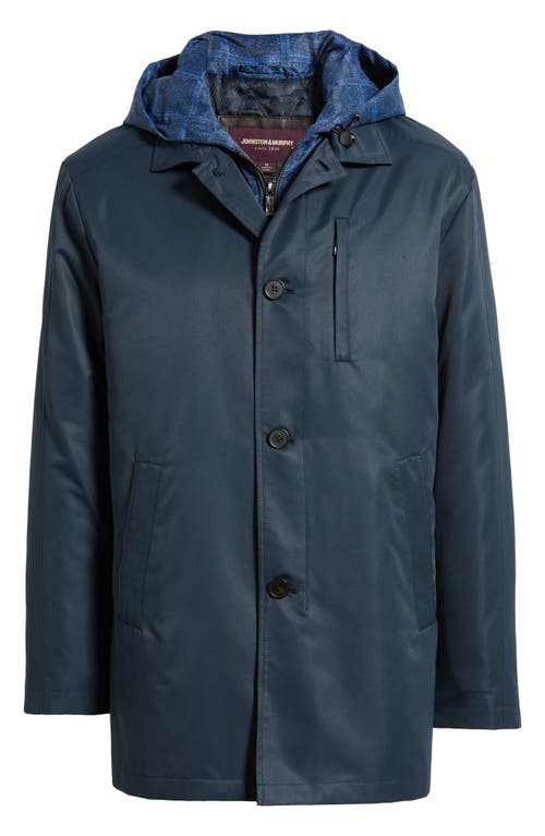 Johnston & Murphy Upton Water Resistant Raincoat With Removable Liner In Blue