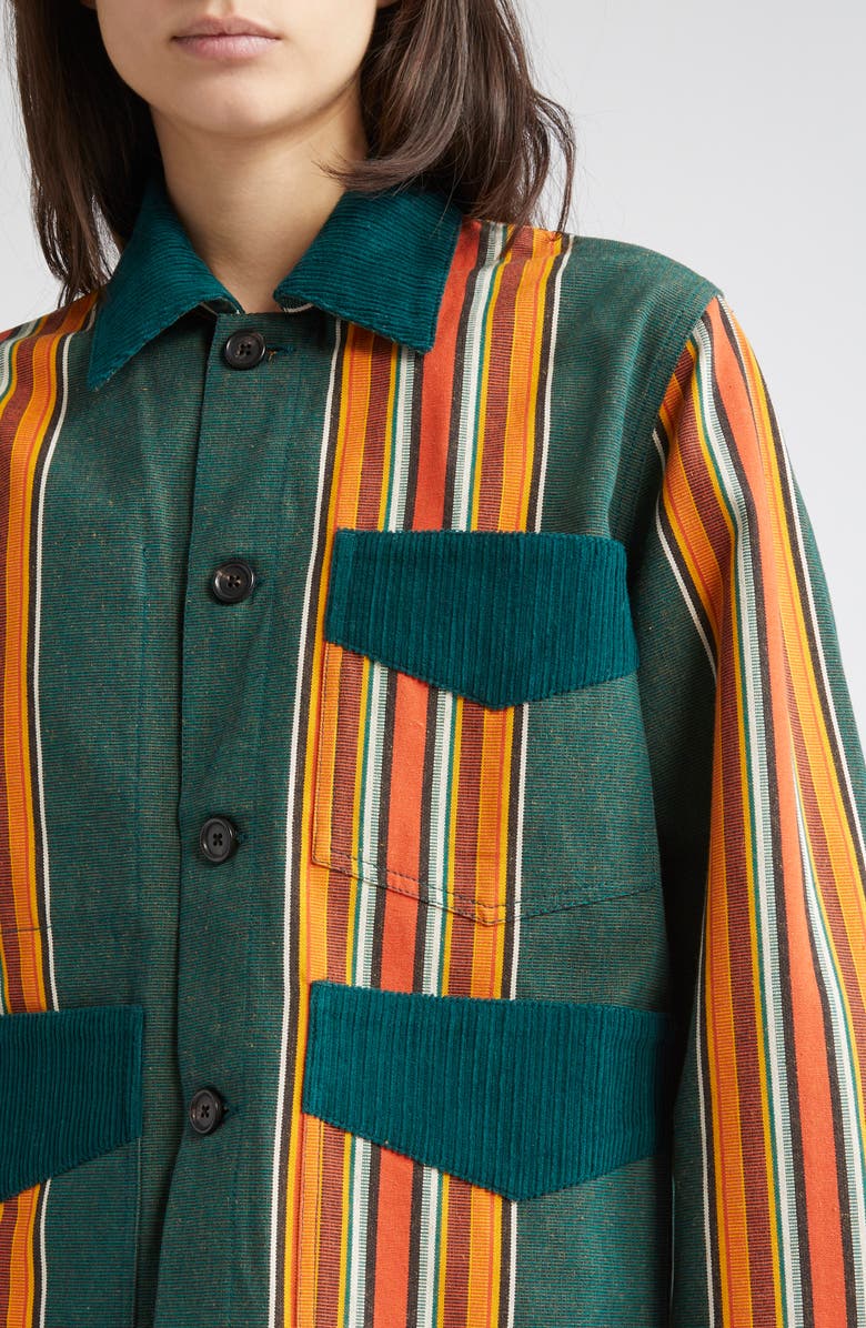 Bode Parakeet Stripe Craft Jacket, Alternate, color, Green Multi