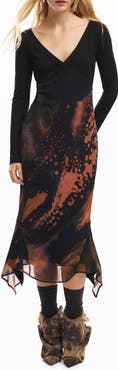 Desigual Abstract Print Long Sleeve Dress