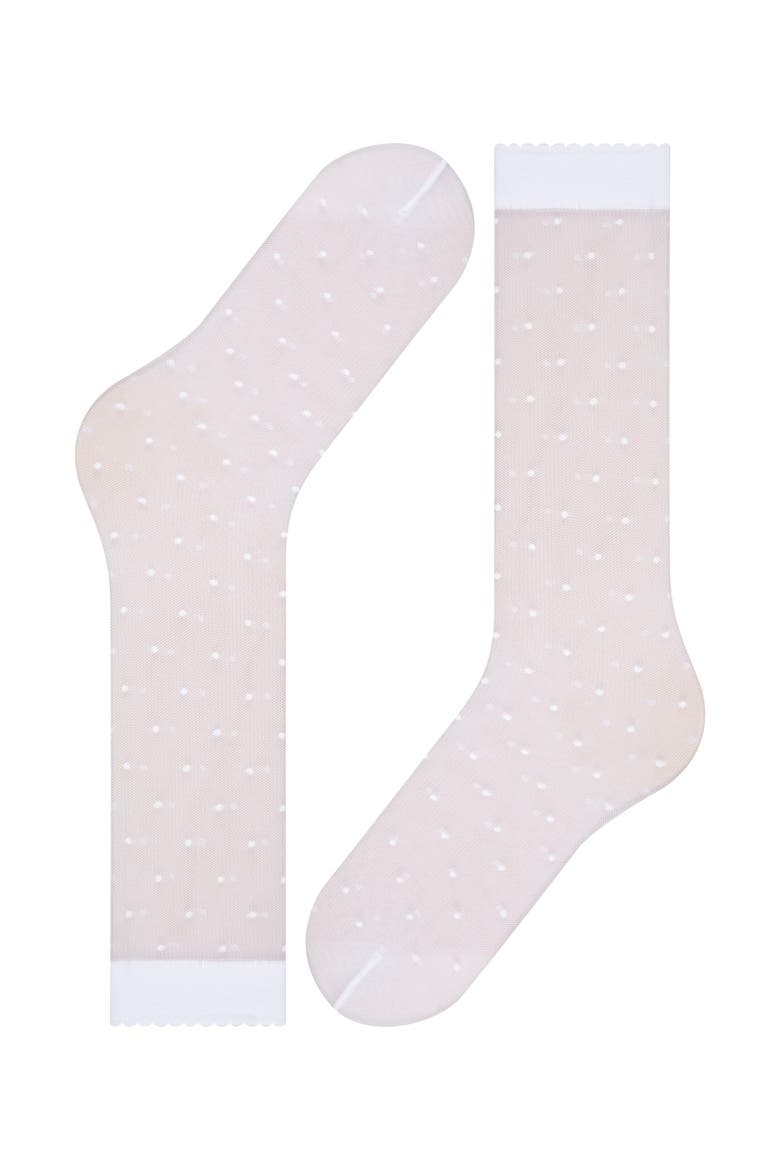 Dot 15 Denier Sheer Knee High Socks, Alternate, color, White