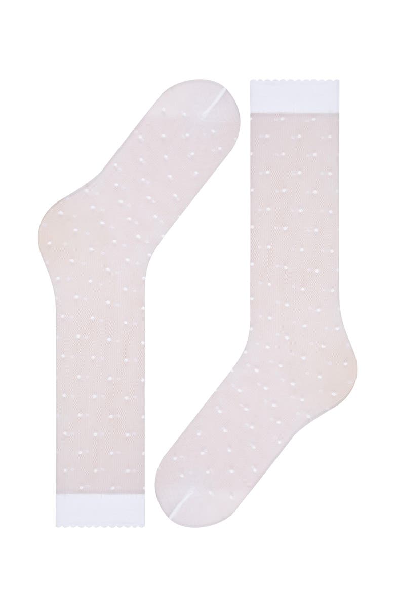 Falke Dot 15 Denier Sheer Knee High Socks, Alternate, color, White