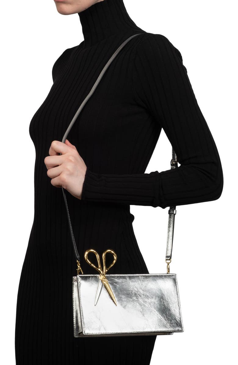 Alexis Bittar The Petite Scissor Leather Clutch, Alternate, color, Silver