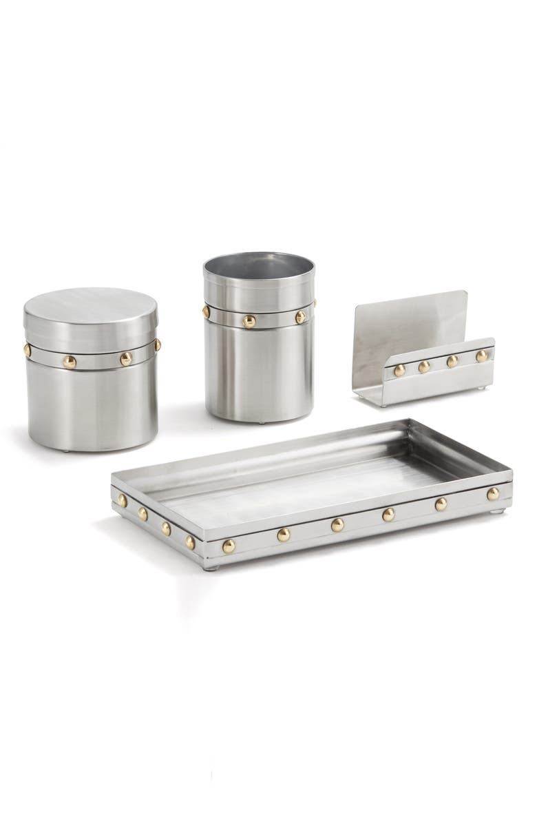 ROSELLI TRADING COMPANY Rivet 4-Piece Desk Accessory Set, Main, color, Silver