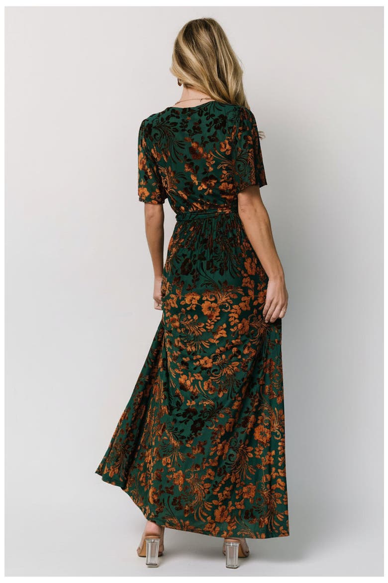 Uma Velvet Maxi Dress, Alternate, color, Bronze + Jade