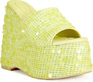 AZALEA WANG Betsey Sequin Platform Wedge Sandal