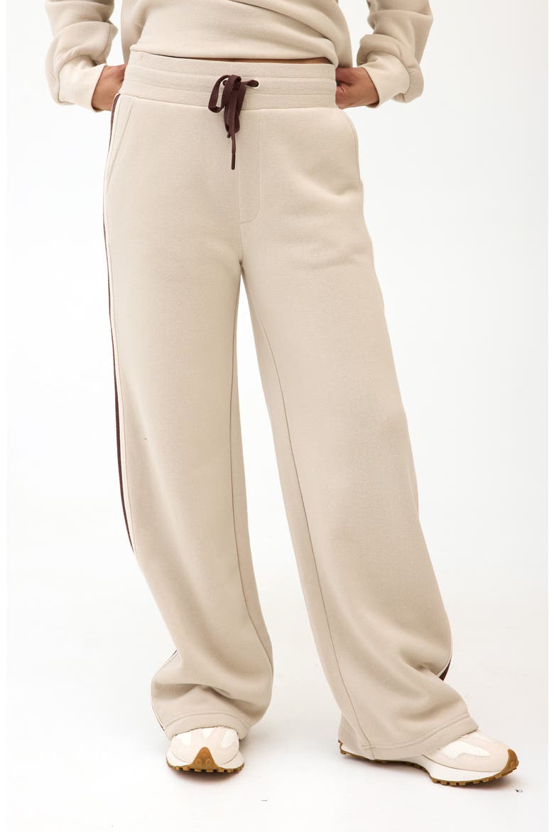 Lupita Side Stripe Fleece Pants, Main, color, OATMEAL/ TAPIOCA