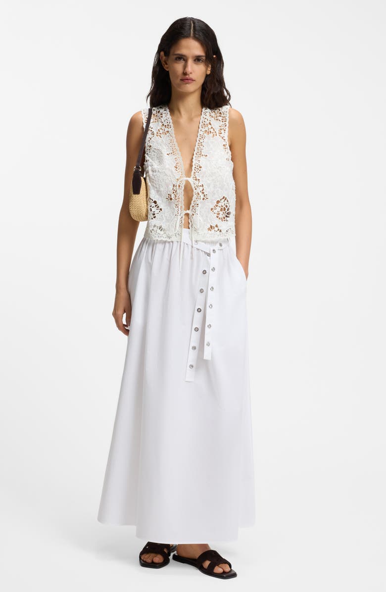 BOSS Orange Cotton Poplin Maxi Skirt, Alternate, color, White