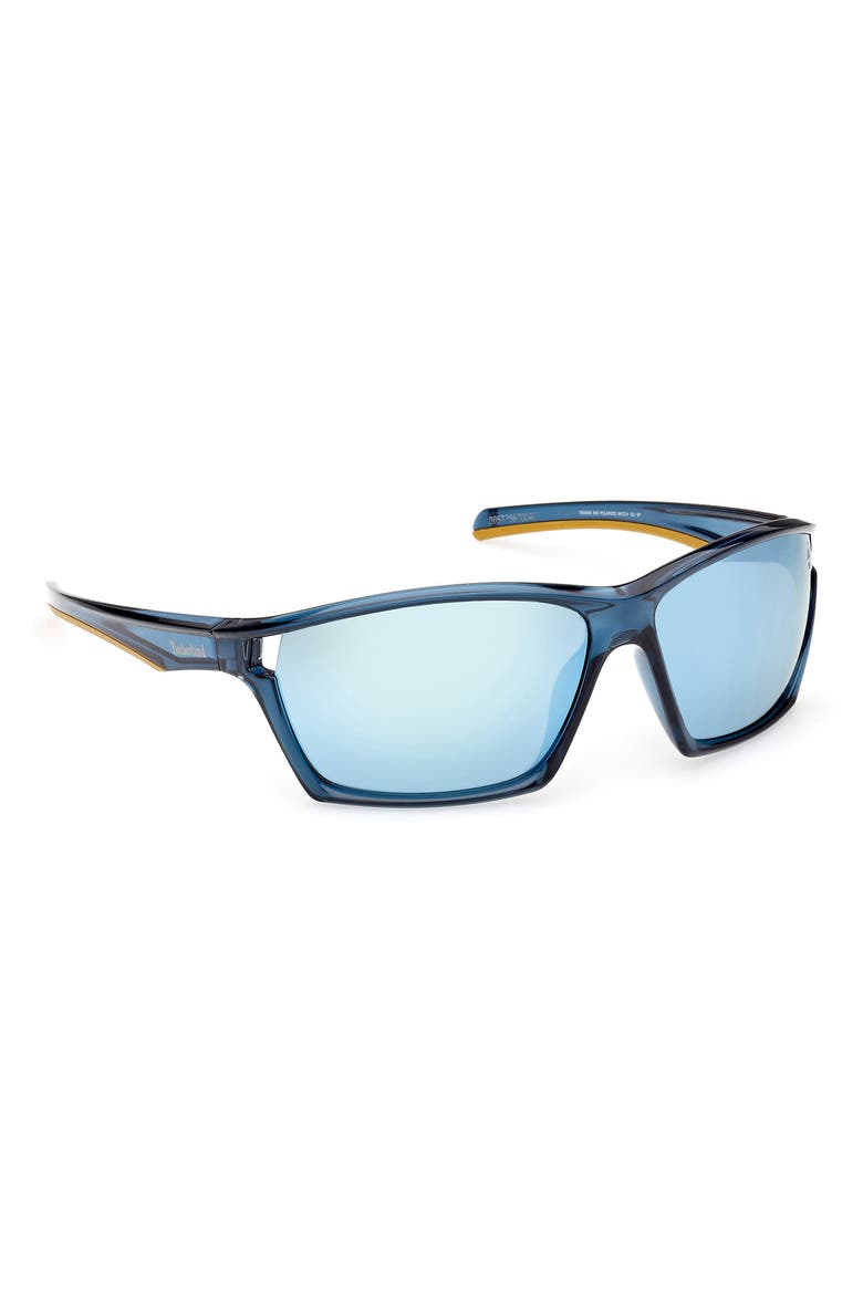 66mm Sunglasses, Alternate, color, SHINY BLUE / SMOKE POLARIZED