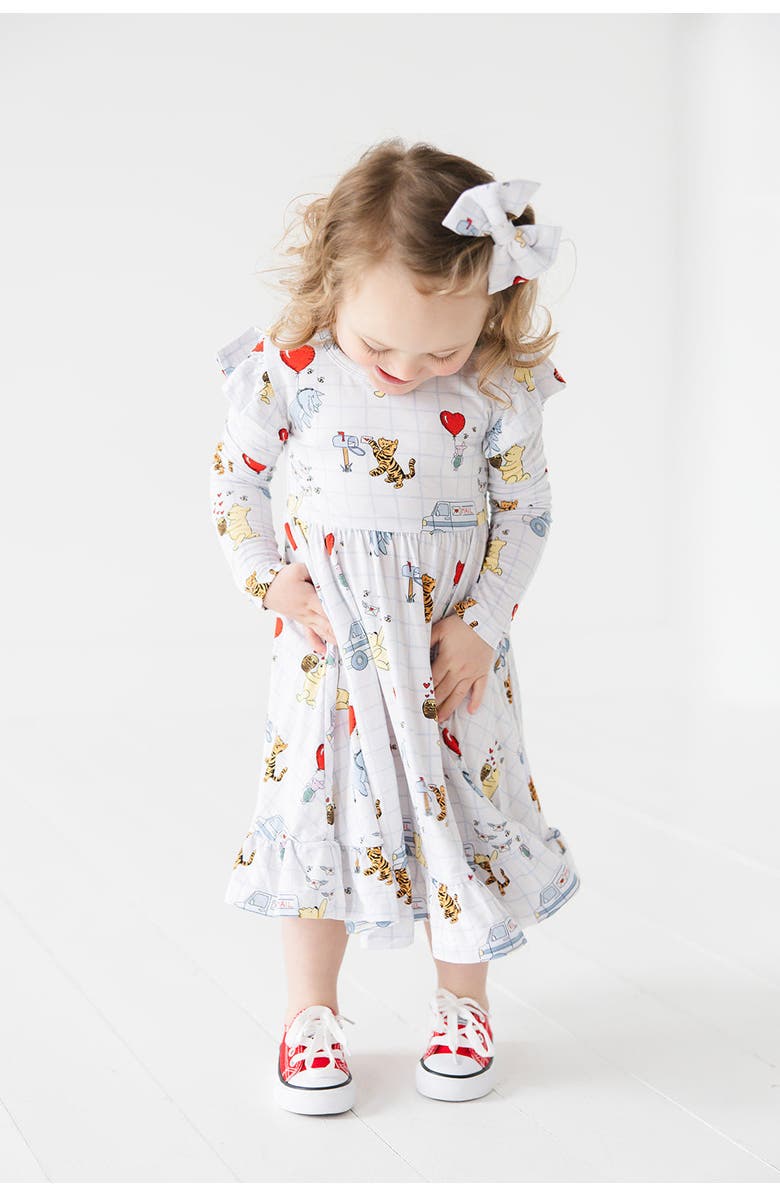 Charlie Lou Baby<sup>®</sup> Little Girl's Valentine's Day Winnie the Pooh Hundred Acre Love Letters Twirl Ruffle Dress, Alternate, color,