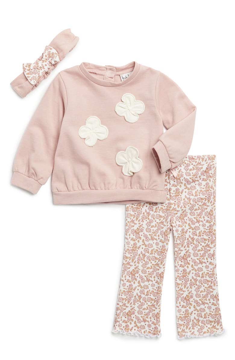 Nicole Miller Fleece Top, Headband & Ribbed Leggings Set, Main, color, 