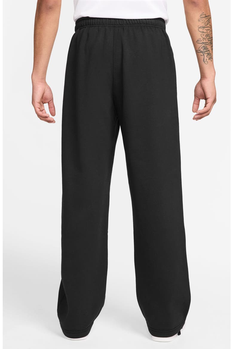 Solo Swoosh Open Hem Fleece Sweatpants, Alternate, color, BLACK/BLACK/WHITE