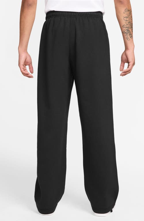 Nike Solo Swoosh Open Hem Fleece Sweatpants In Black