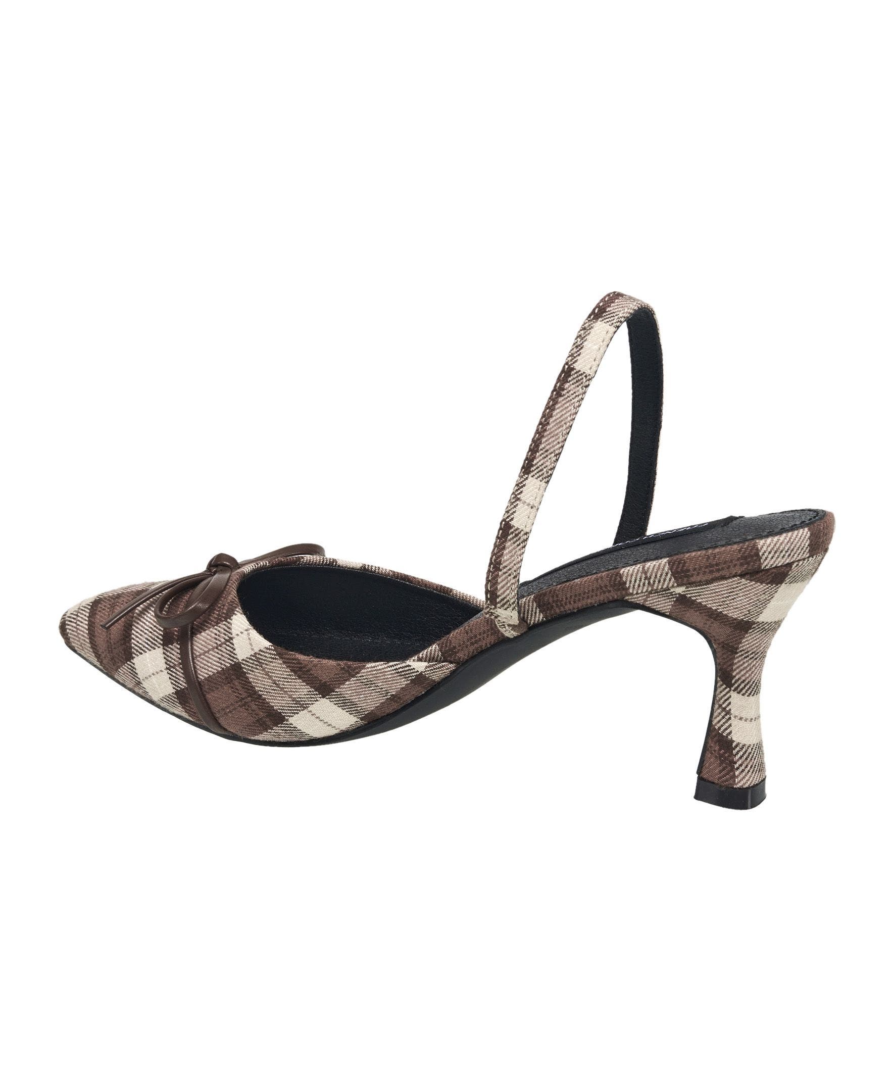 Bowy Plaid Kitten Heel, Alternate, color, Brown Multi