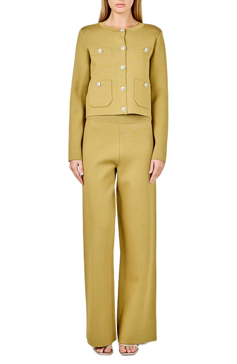 Endless Rose Relax Fit Sweater Pants, Alternate, color, Mustard Green