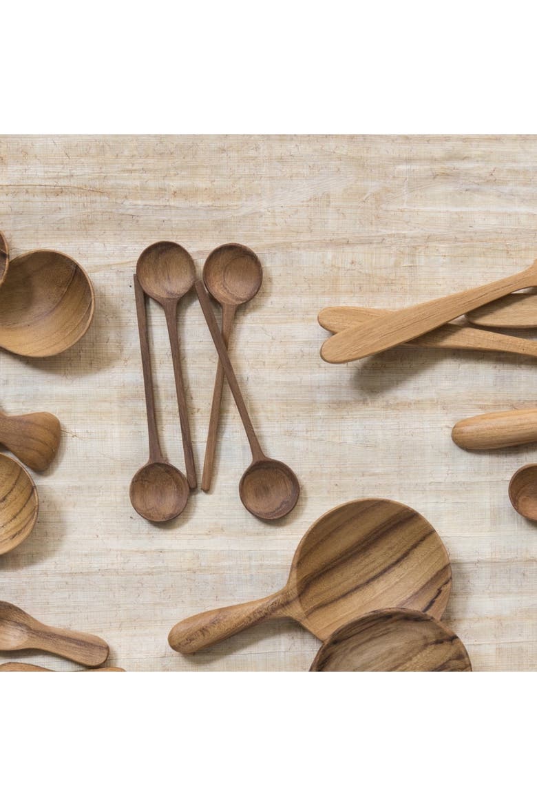 Teak Thin Spoons - Set of 4, Alternate, color, Brown
