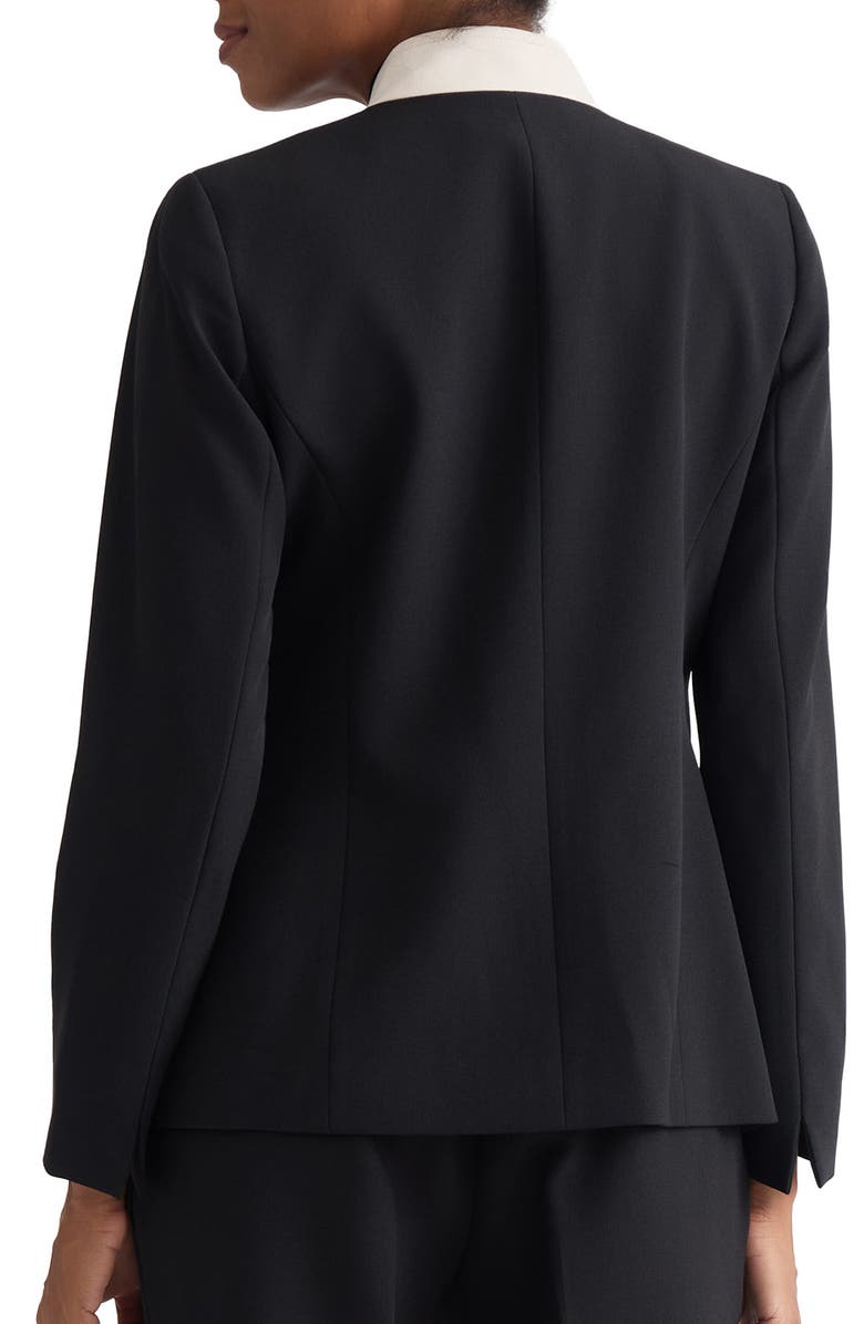 KASPER Colorblock Stretch Crepe Jacket, Alternate, color, Black/ Parchement