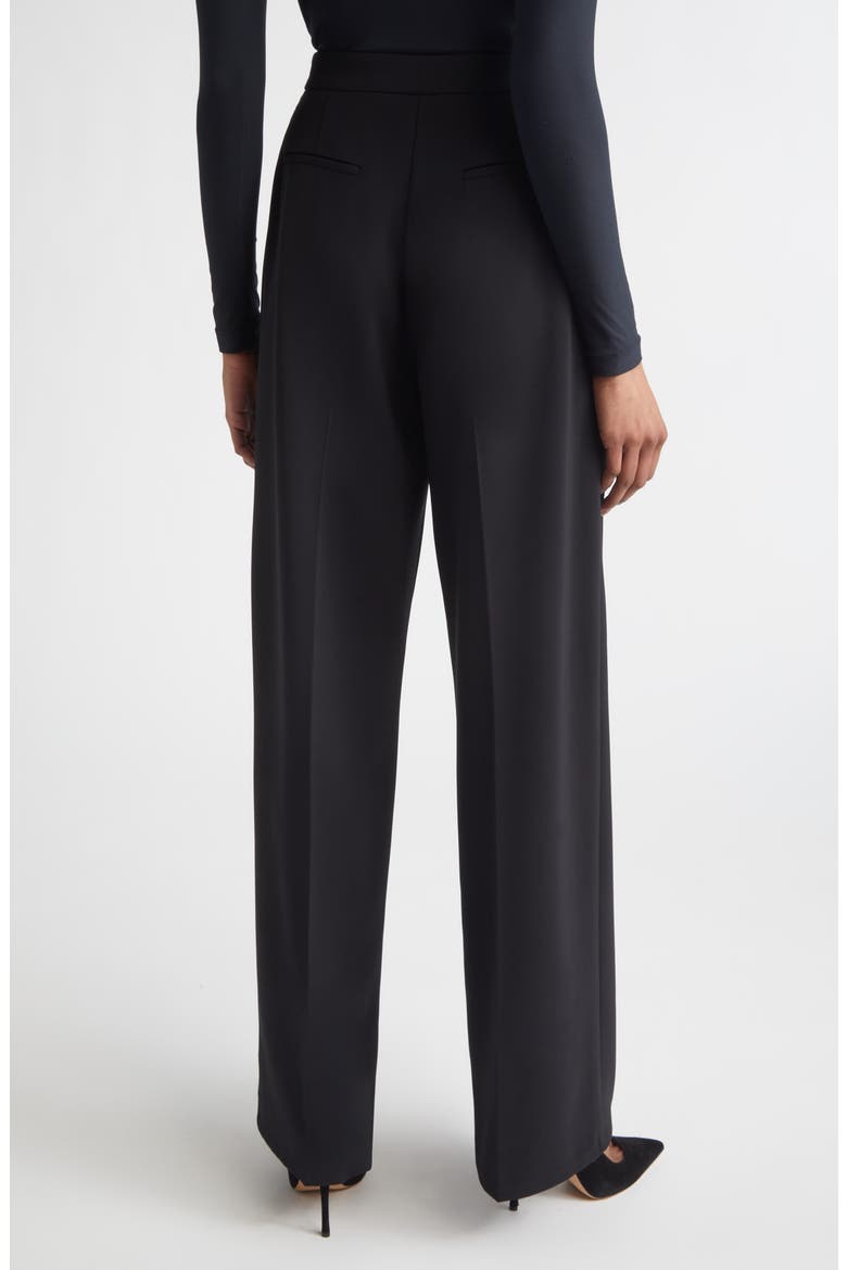 Stretch Linen Blend Twill Wide Leg Pants, Alternate, color, BLACK