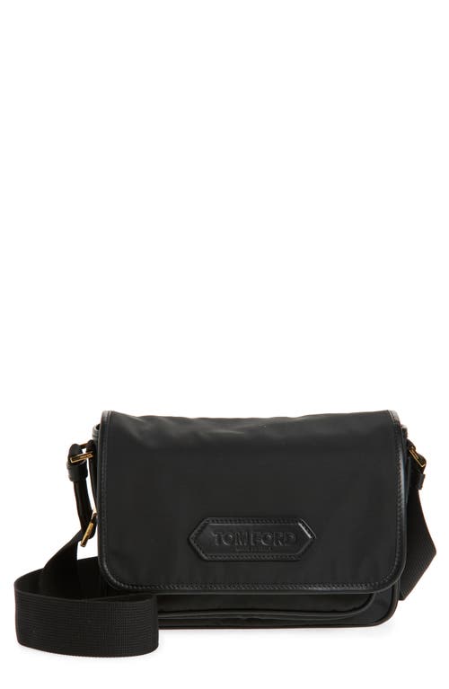 Tom Ford Recycled Nylon Messenger Bag In 1n001 Black