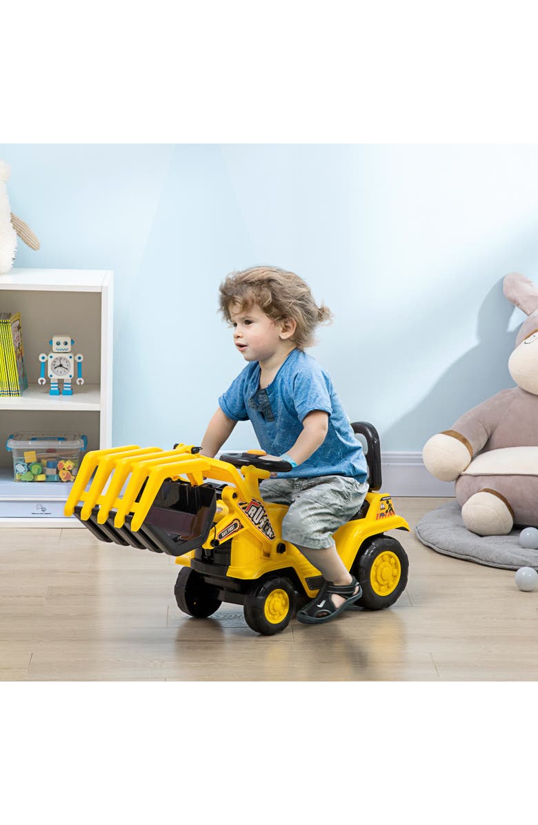 Aosom Kids Excavator Ride-on with Sound, Storage, Alternate, color, Yellow