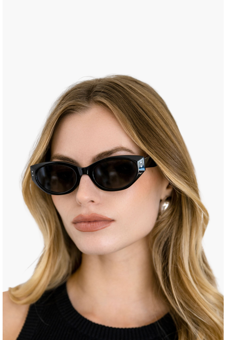 Michele Cat-Eye Italian Acetate Sunglasses, Alternate, color, Black