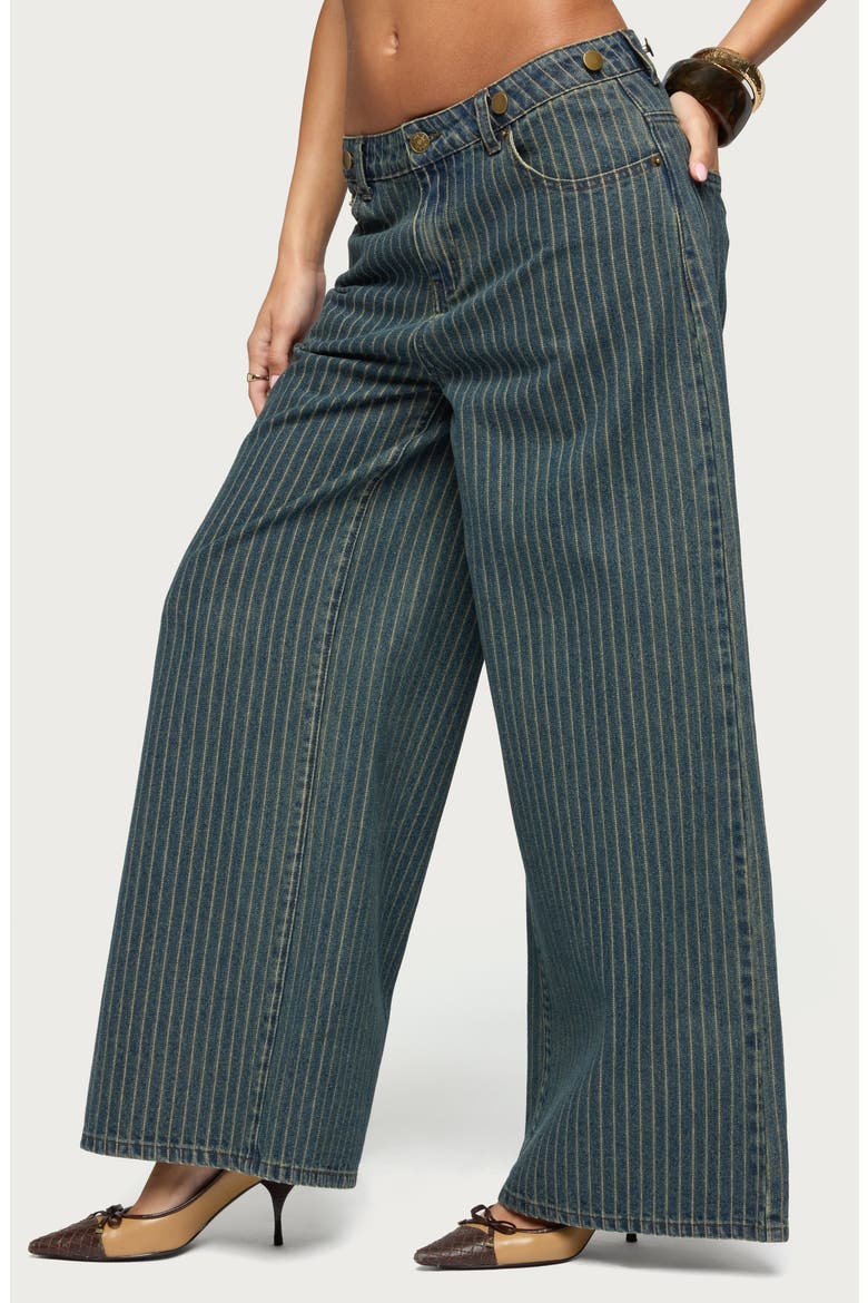 Pinstripe Wide Leg Low Rise Jeans, Alternate, color, BLUE-VINTAGE-WASHED