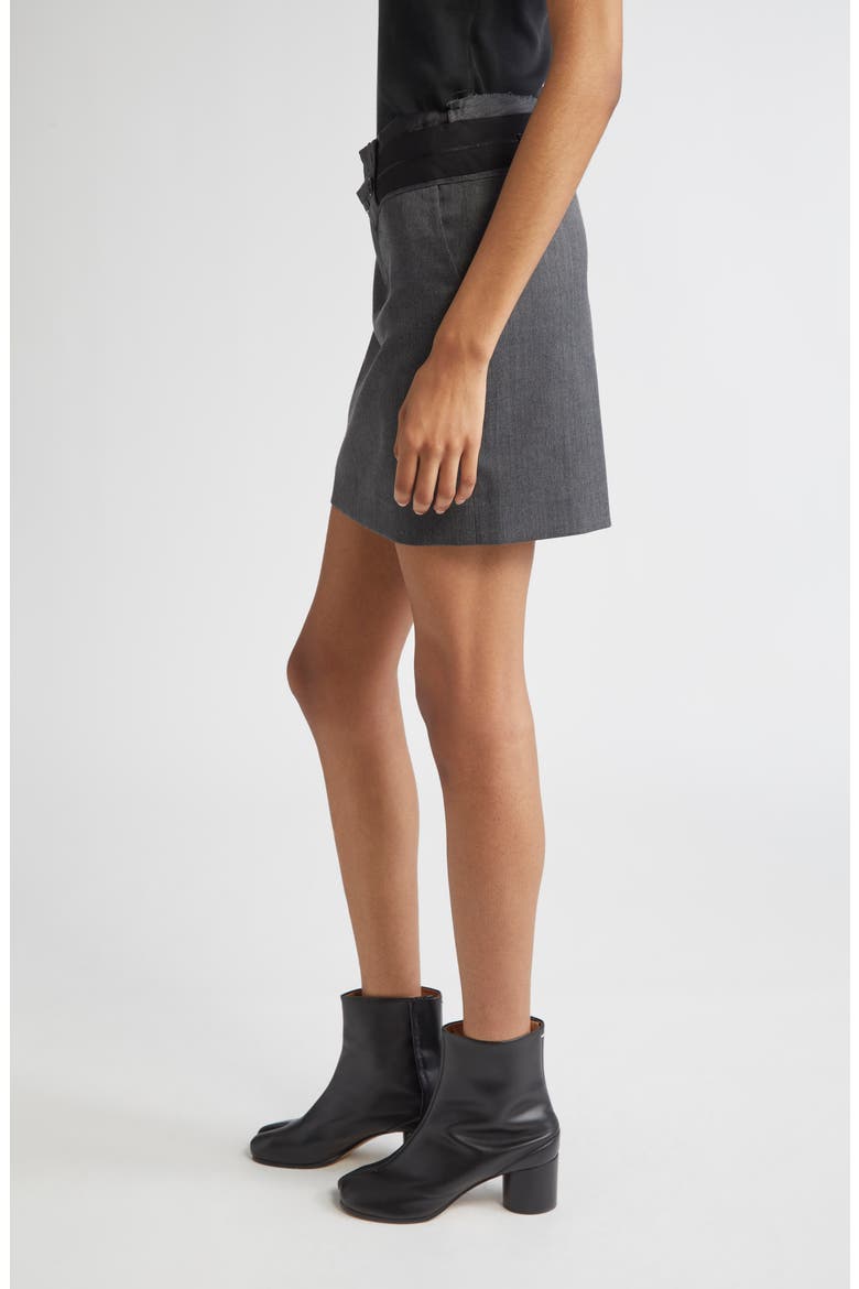 Released Waistband Stretch Gabardine Miniskirt, Alternate, color, DARK GREY MELANGE