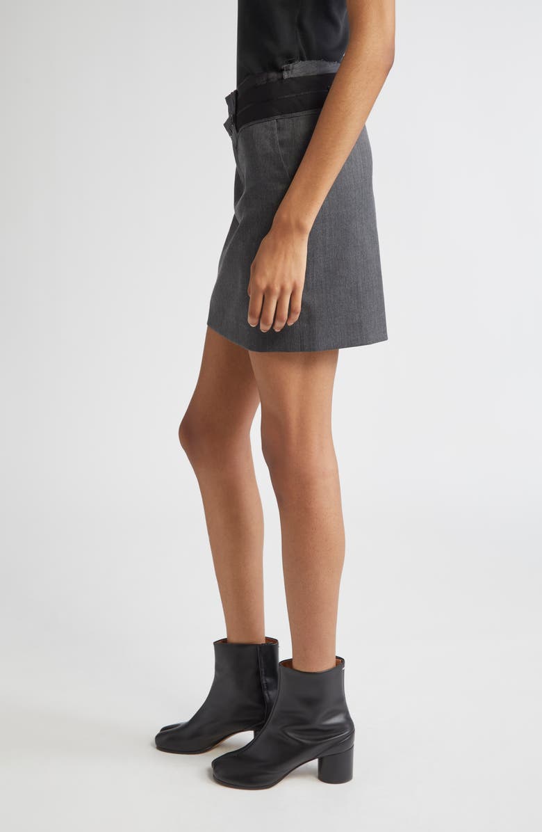 MM6 Maison Margiela Released Waistband Stretch Gabardine Miniskirt, Alternate, color, Dark Grey Melange