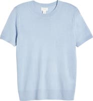 Caslon® Short Sleeve Merino Wool Blend Crewneck Sweater