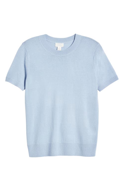Caslonr Caslon(r) Short Sleeve Merino Wool Blend Crewneck Sweater In Blue Windsurfer