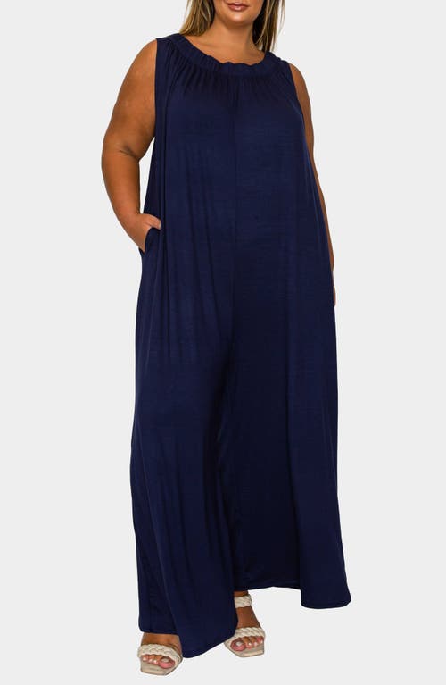 L I V D Olson Pocket Wide Leg Jumpsuit In Blue