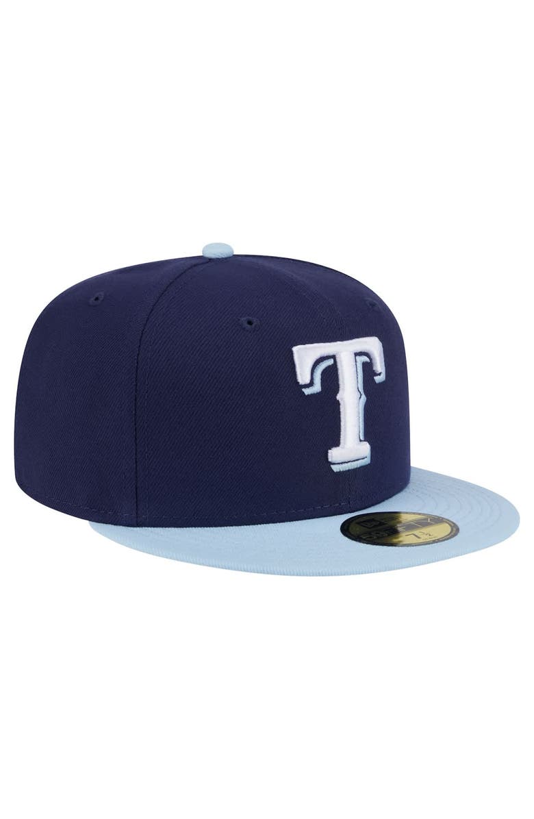 New Era Men's New Era Navy/Light Blue Texas Rangers Color Pack 2-Tone 59FIFTY Fitted Hat, Alternate, color,