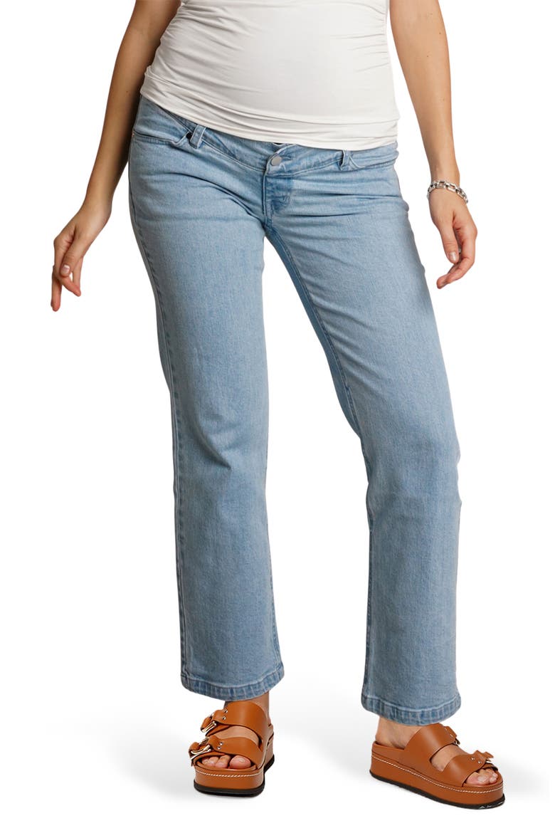 Hailey Straight-Leg Over-the-Belly Maternity Jeans, Main, color, LIGHT WASH