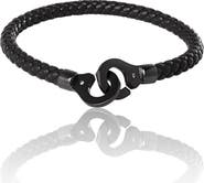 Lucky Brand Braided Leather Bracelet with Matte Black Hook Clasp